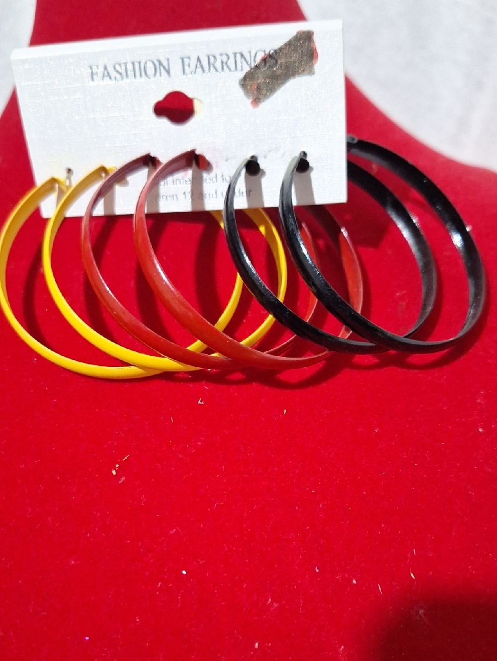 Fashion Hoop Earring Set - Yellow, Red, Black